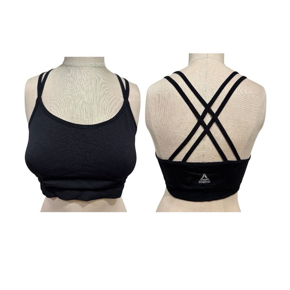 Adidas Sport Bra Size M Black Wireless Unlined Racerback Pullover Logo Active